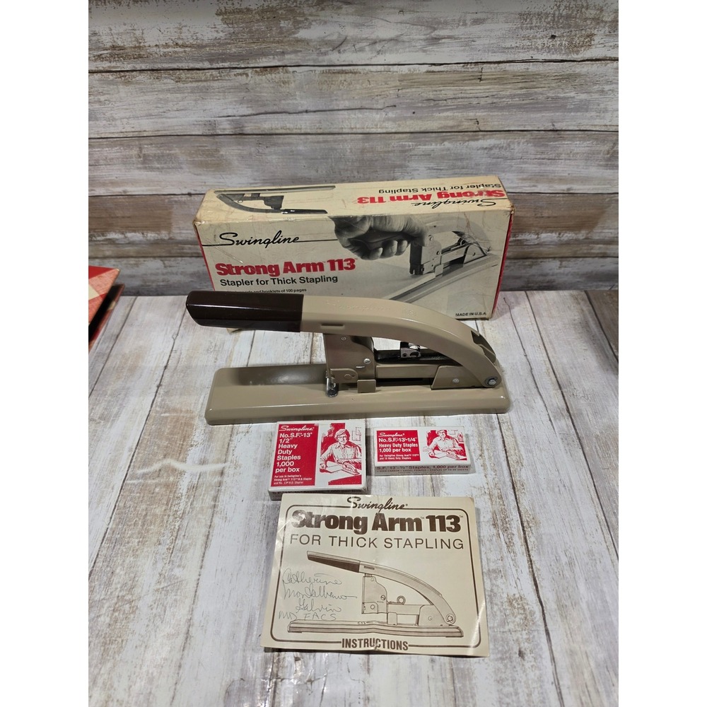 Vintage Swingline Strong Arm 113 Heavy Duty Stapler Box Set‎ Staples Made in USA